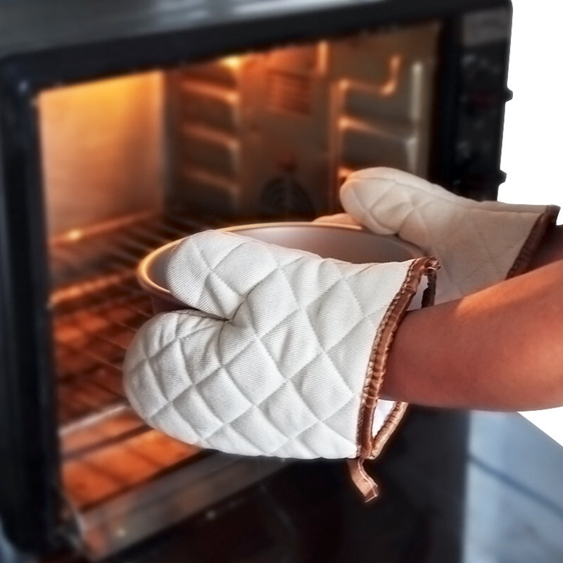 Yika® Pure cotton white heat-resistant oven mitts