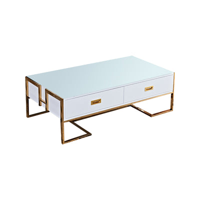 Segrate White and Black Tempered Glass Coffee Table 47.24"D