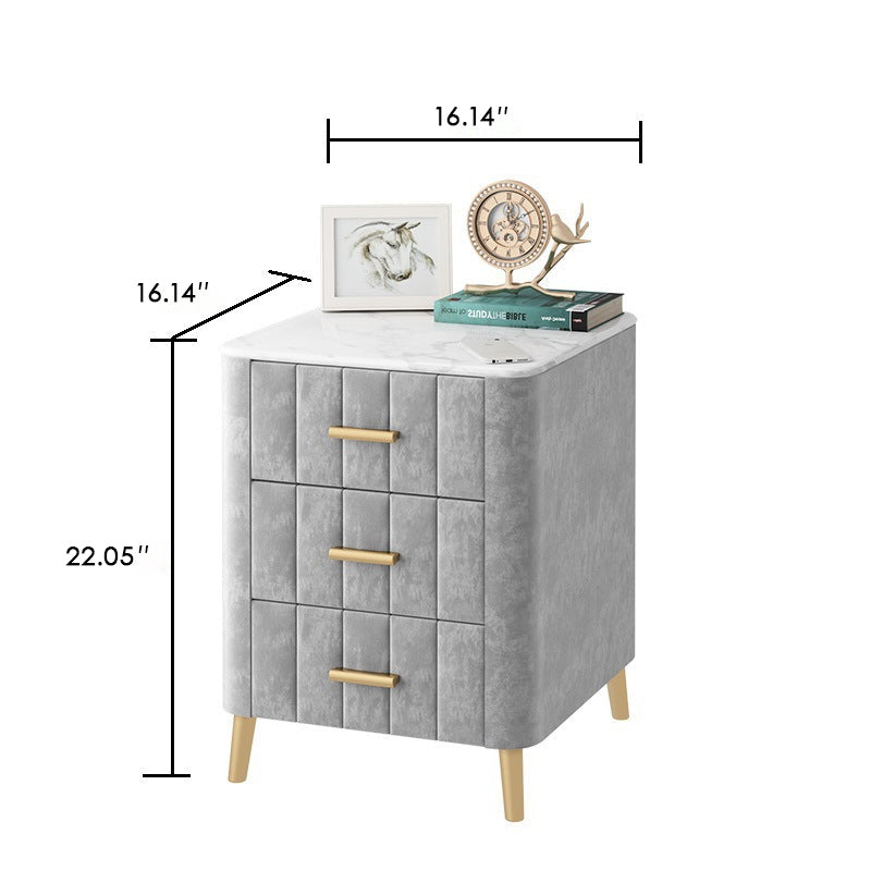Lazio Grey MDF Nightstand 16.14"D