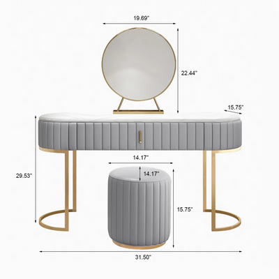 Turin Modern Leather Makeup Vanities 47.24"D