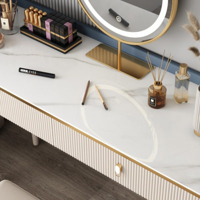 Faenza Rectangular White Marble Dresser 31.49"D
