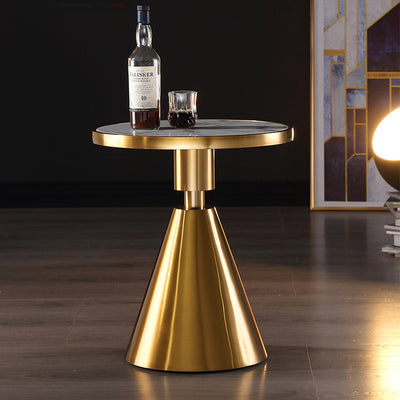 Liguria Gold Marble Side Table 19.69"D