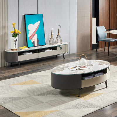 Saronno Grey and Light Khaki Slate TV Stand 78.74"D 