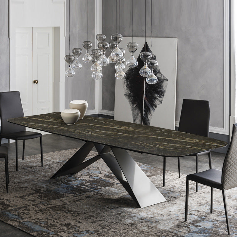 Cervia Black and White Slate Dining Table 62.99"D