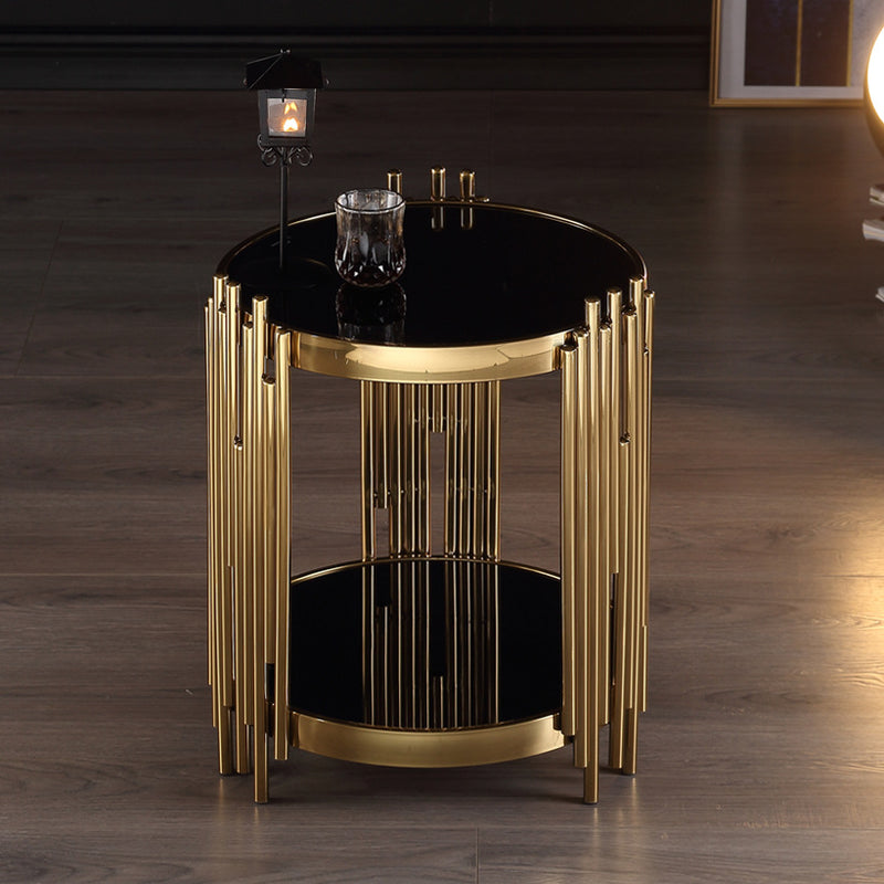 Elba Black Tempered Glass Side Tables 19.69"D