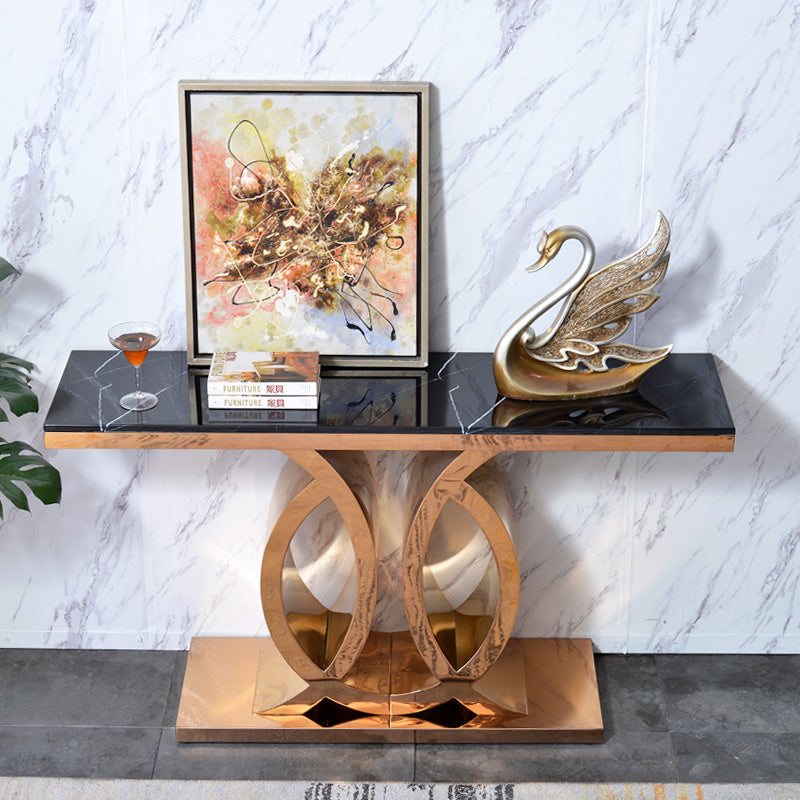  Sarcedo Black Marble Console Table 59.06"D