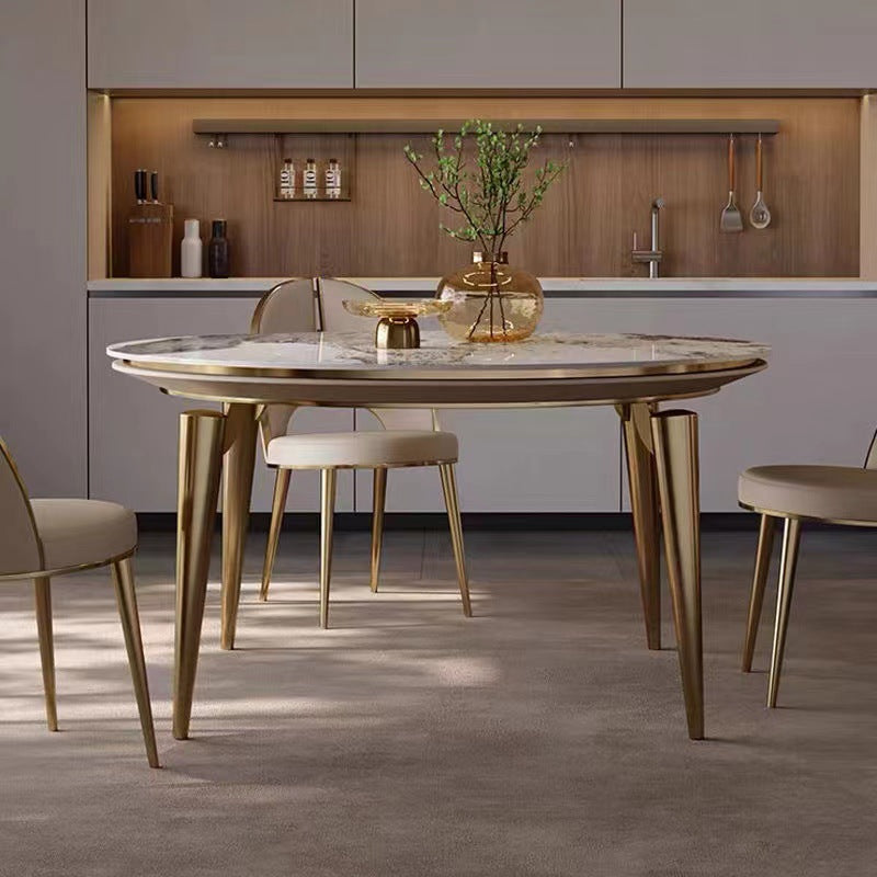 Liguria Itlian White+Gold Slate Dining Table 51.18"D