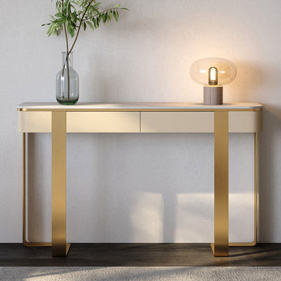 Iglesias White and Gold Slate Console Table 47.24"D