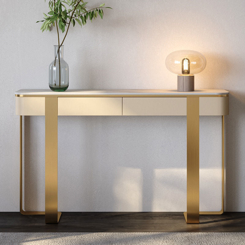 Iglesias White and Gold Slate Console Table 47.24"D
