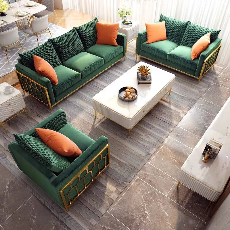 Naples Green Corduroy Cafe Sofa 59.06"D