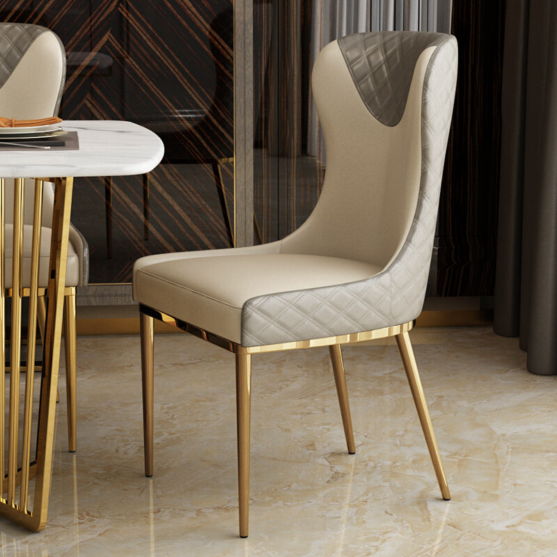 Bologna Beige PU Leather Dining Chair 18.50"D (with 2 chairs)