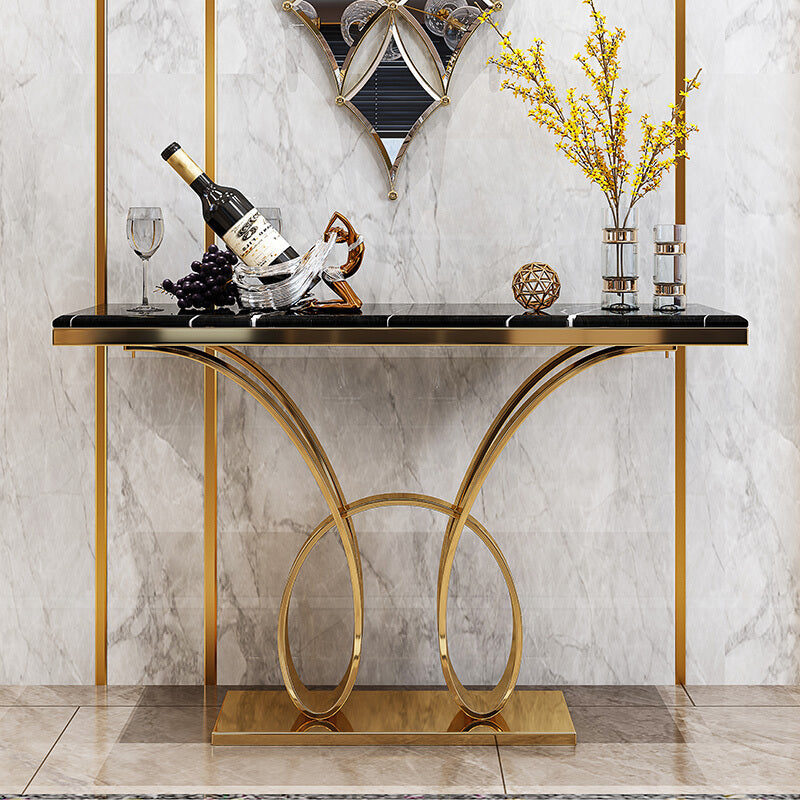 Iglesias Black and Gold Marble Console Table 59.06"D