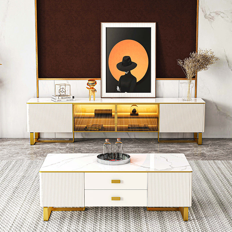 Saronno Beige and Tan Slate TV Stand 78.74"D 