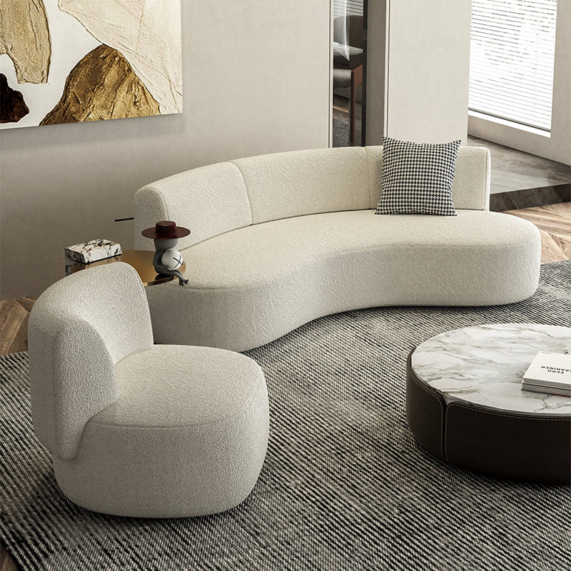 Vibo Valentia White Berer Fleece Lounge Chair 31.50"D