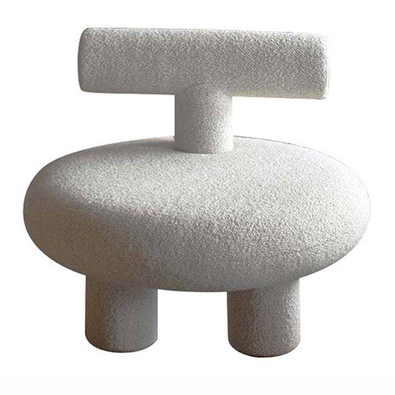 Palerm Sherpa Beige Stool Living Chair 27.56"D