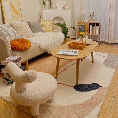 Palerm Sherpa Beige Stool Living Chair 27.56"D