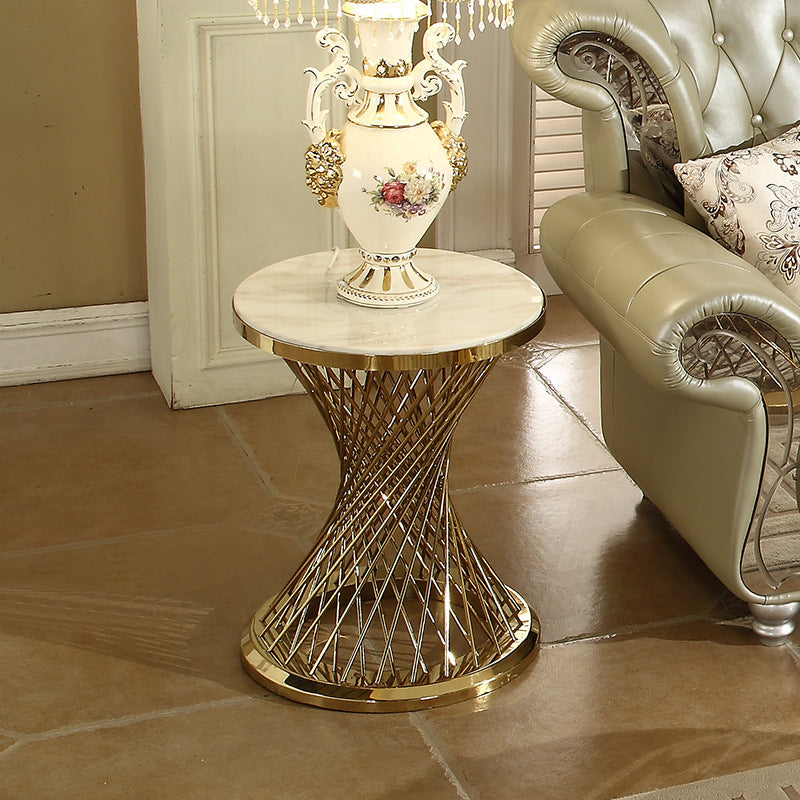 Turin Round White Side Table 17.72"D
