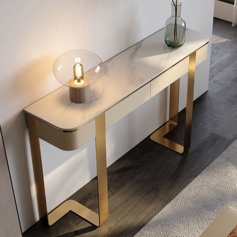Iglesias White and Gold Slate Console Table 47.24"D
