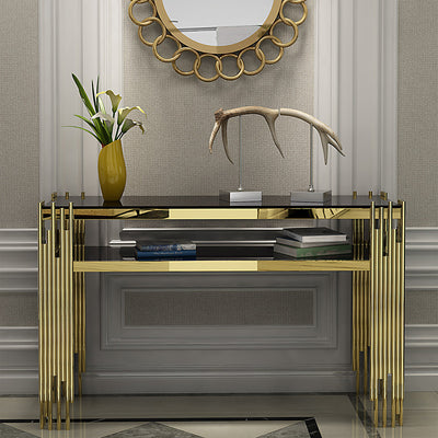 Sant'Antimo Black and Gold Marble Console Table 47.24"D