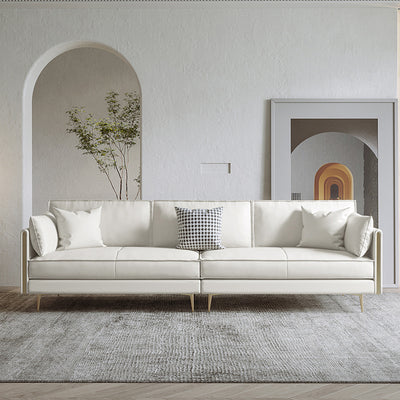 Palau Beige Three-Seat Leather Sofa 70''