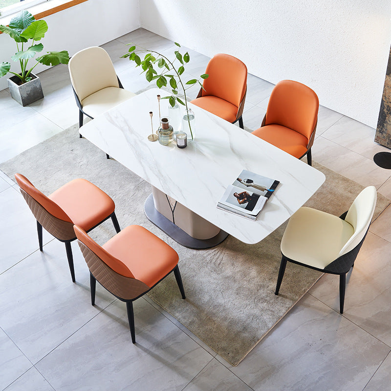 Liguria Rectangular White Slate Dining Table 62.99"D