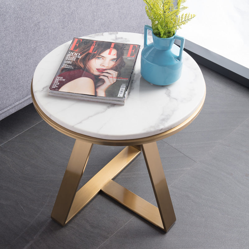 Enna White Bernadino Marble Side Table 19.69"D