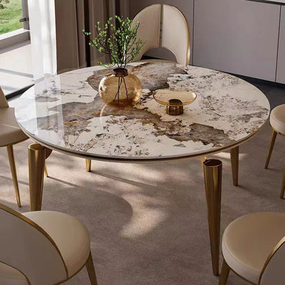 Liguria Itlian White+Gold Slate Dining Table 51.18"D