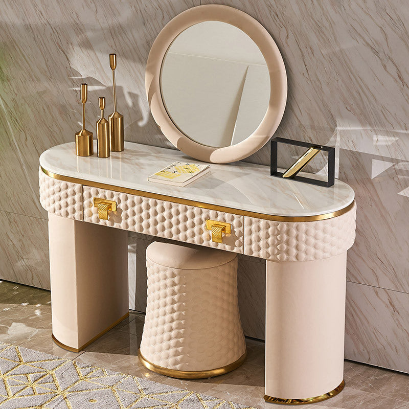 Crema Beige Marble Makeup Vanity 51.18"D+15.74"D