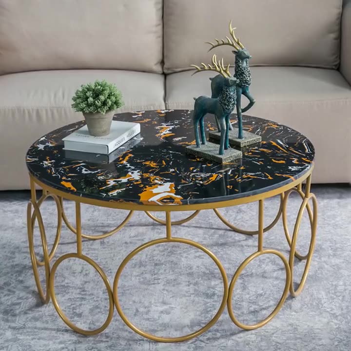Bologna Black Marble Coffee Table 31.49"D