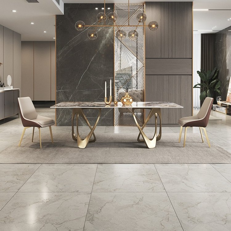 Liguria Gold Slate Rectangular Dining Table 55.12"D