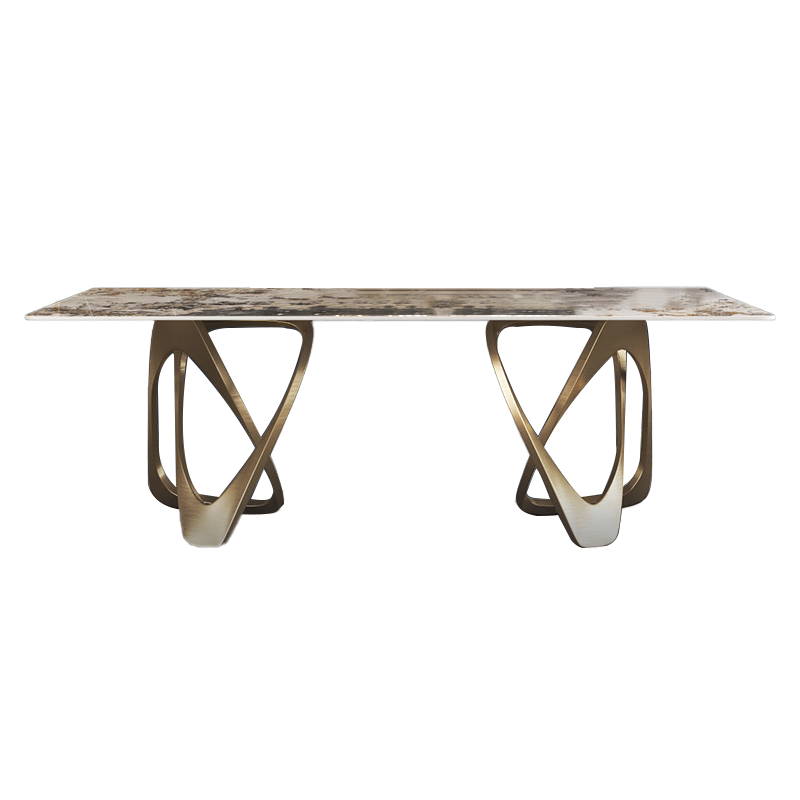 Liguria Gold Slate Rectangular Dining Table 55.12"D