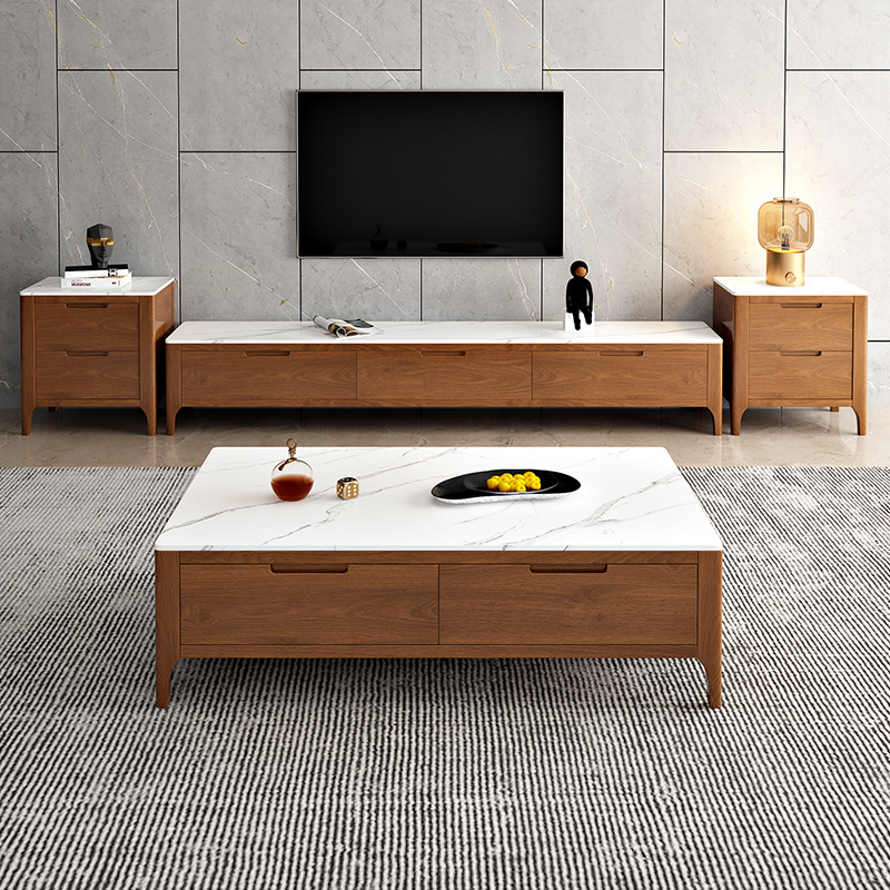 Turin Ash Wood Living Room Sets 78.74"D+51.18"D