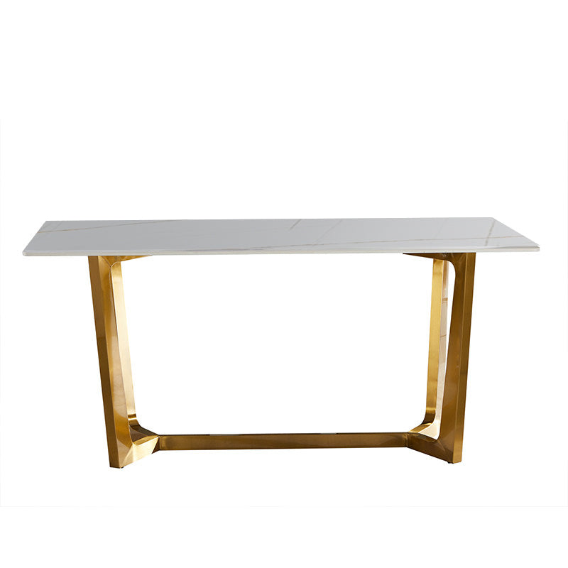 Liguria White+Gold Slate Dining Table 63.00"D