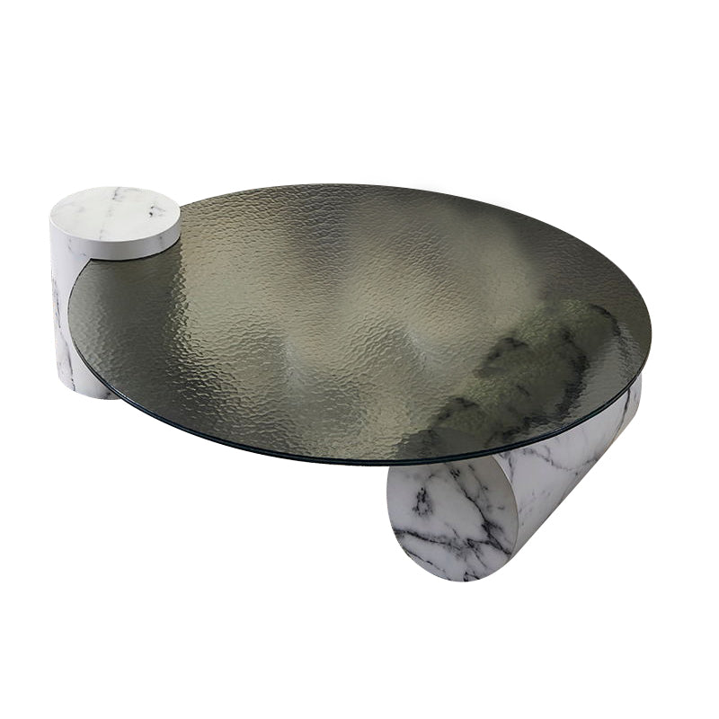 Elba White Tempered Glass Coffe Table 39.37"D