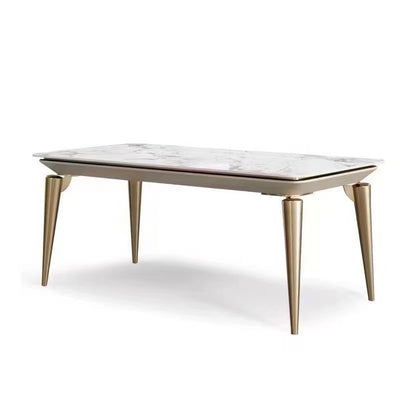 Liguria Italian White+Gold Slate Dining Table 55.12"D
