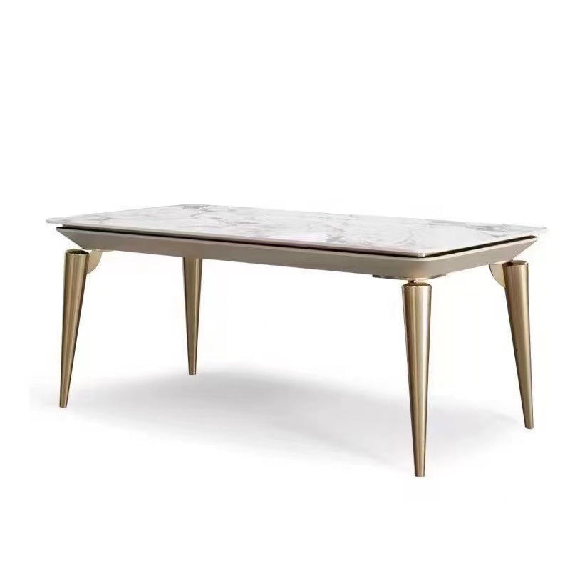 Liguria Italian White+Gold Slate Dining Table 55.12"D