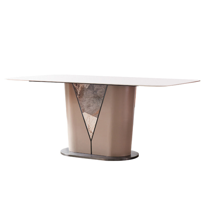 Liguria Rectangular White Slate Dining Table 62.99"D