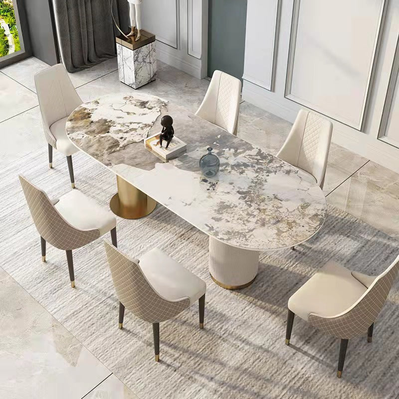 Liguria Round White Slate Dining Table 62.99"D
