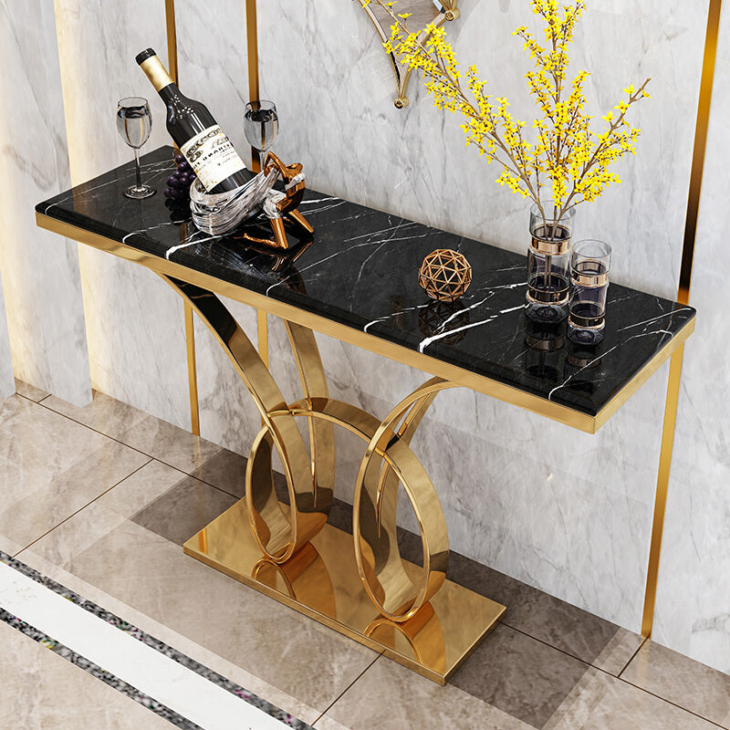 Iglesias Black and Gold Marble Console Table 59.06"D