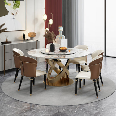 Liguria White+Gold Slate Dining Table 47.24"D