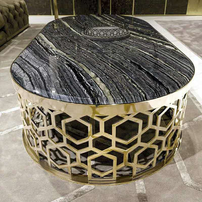 Bergamo Black+Gold Marble Coffee Table 51.18"D