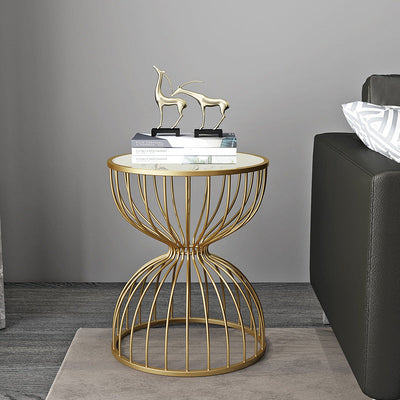 Bergamo Modern Marble Side Table 19.69"D