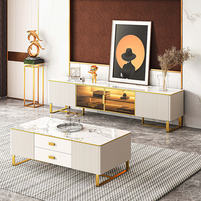 Saronno Beige and Tan Slate TV Stand 78.74"D 