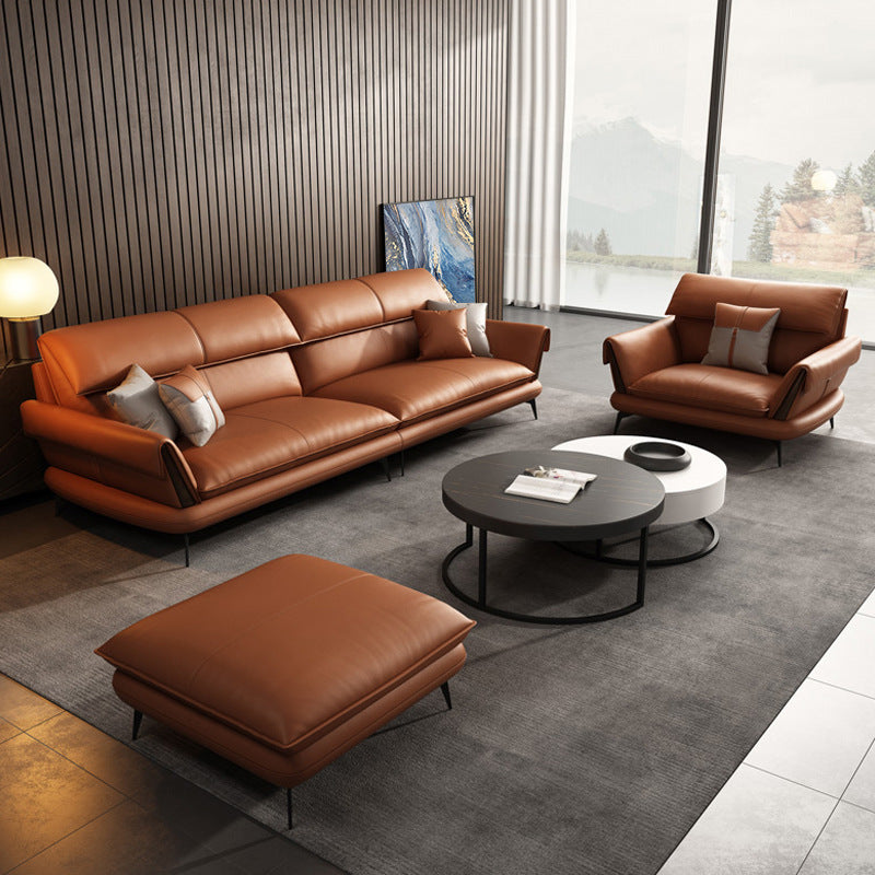 Palau Orange Full-grain leather Office Sofa 86.61"D