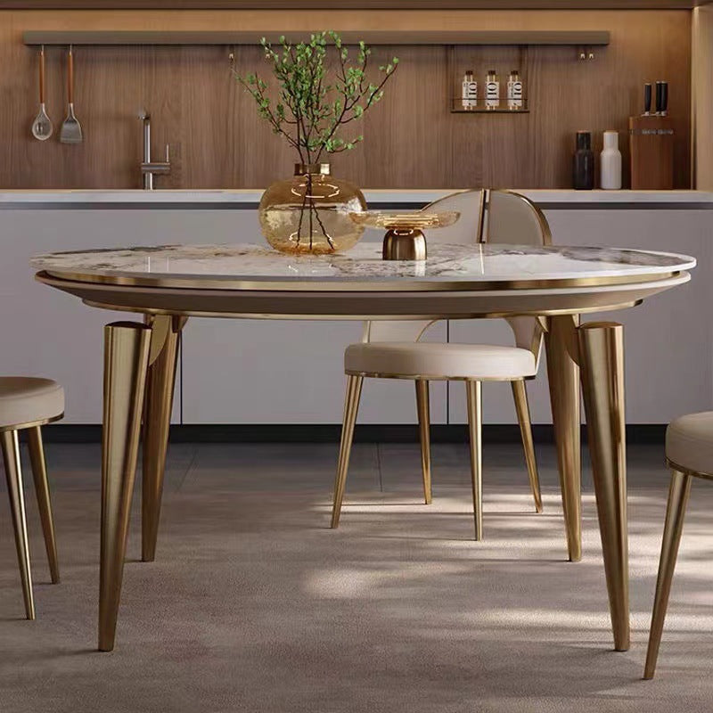 Liguria Itlian White+Gold Slate Dining Table 51.18"D