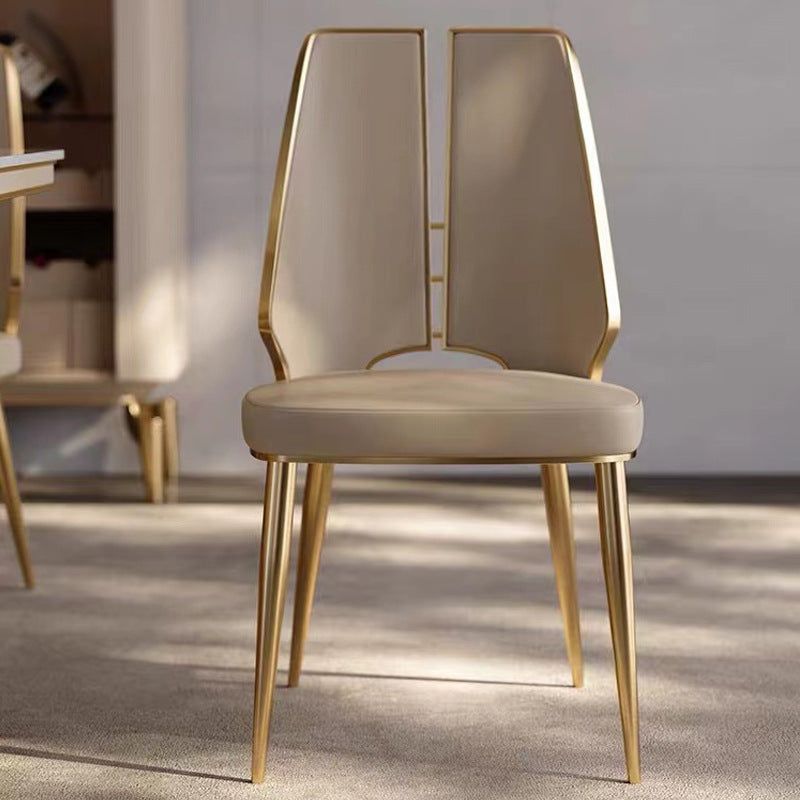 Lodi Champagne+Gold Leather Dining Chair 18.90"D (with 2 chairs)