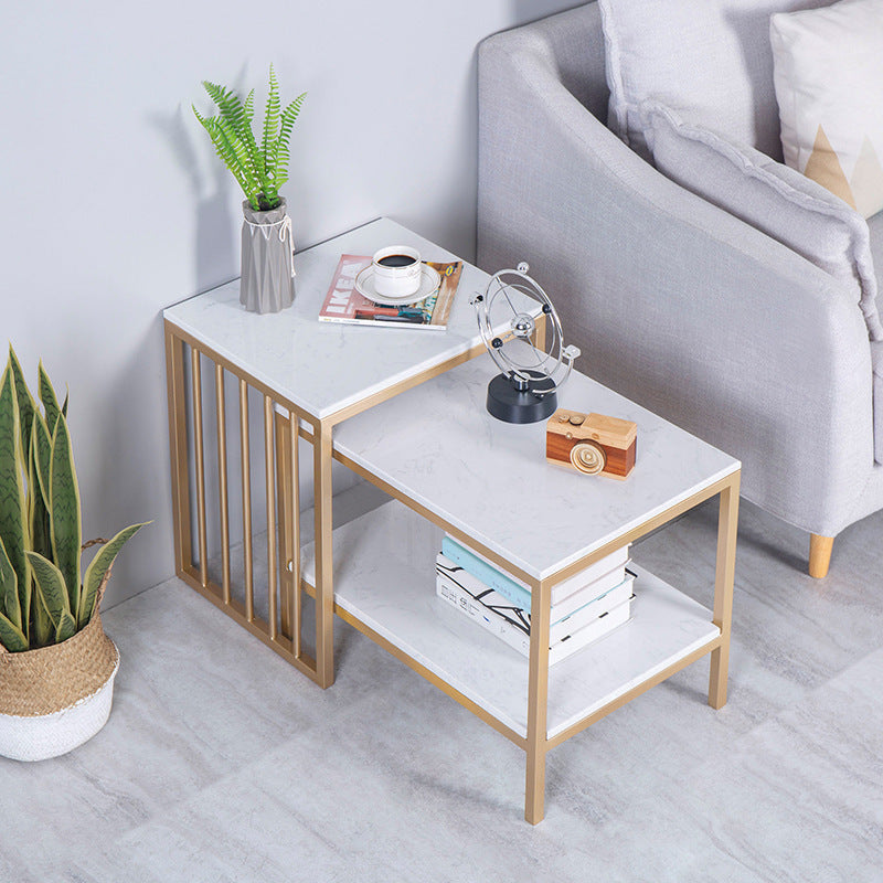 Altamura White Marble Side Tables 15.74"D+23.62"D