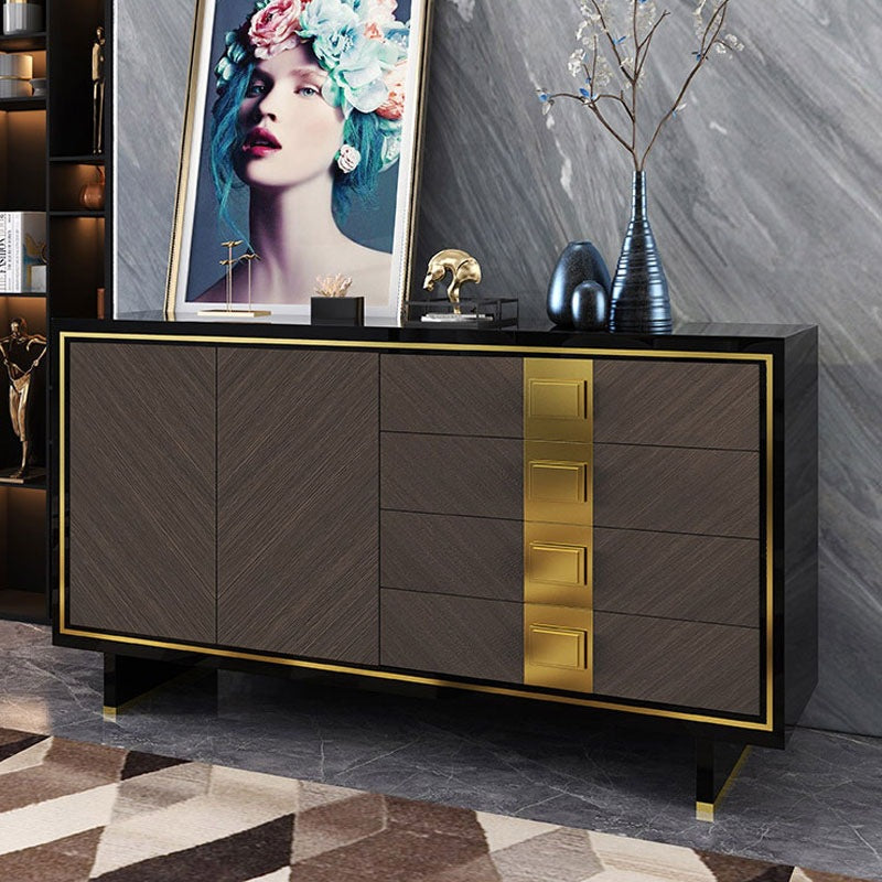 Frosinone Black and Grey Tempered Glass Sideboard 47.24"D