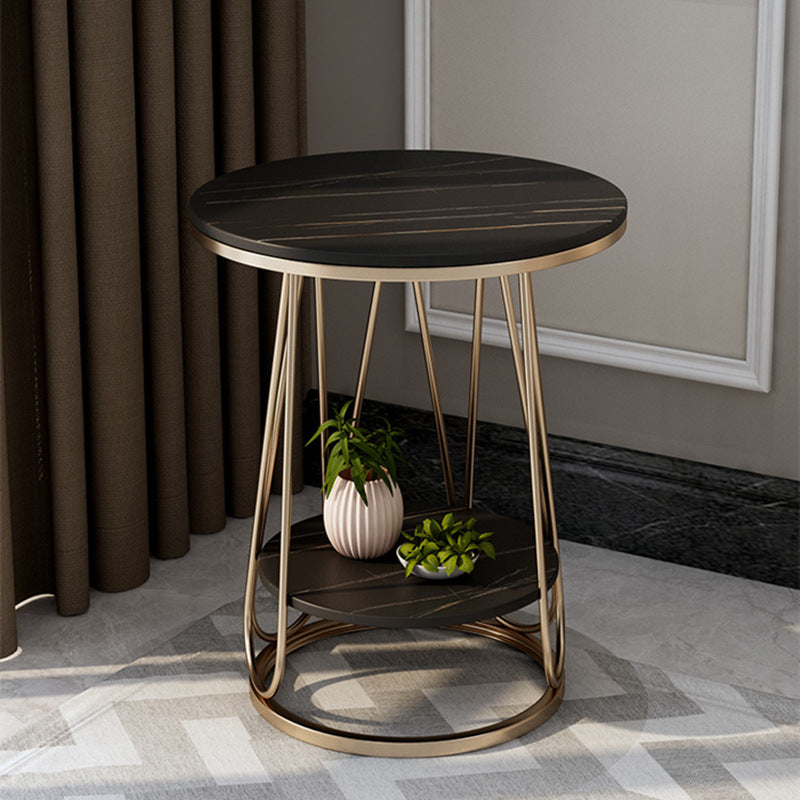 Bergamo Black Slate Side Table 19.68"D