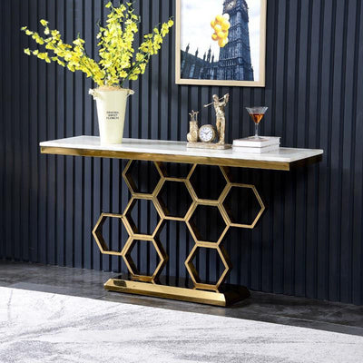  Sarcedo White Marble Console Table 47.24"D